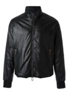 Emporio Armani Leather Bomber Jacket, Men's, Size: 48, Black, Lamb Skin/polyester