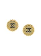 Chanel Pre-owned 1995 Embossed Cc Earrings - Gold