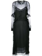 Rochas Ruffled Sheer Dress - Black
