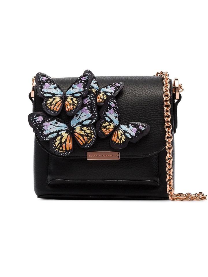 Sophia Webster Black Claudie Butterfly Embellished Leather Cross Body