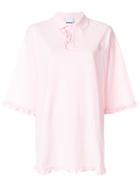 Nicopanda Frill Trim Oversized Polo Shirt - Pink & Purple