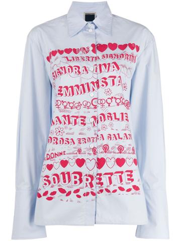 Marco Rambaldi 'femminista' Print Shirt - Blue
