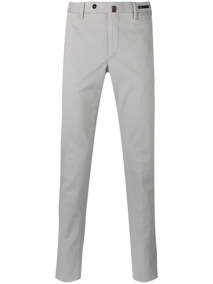 Pt01 Slim Fit Chino Trousers, Men's, Size: 46, Grey, Spandex/elastane/cotton