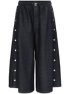 Sunnei Wide-leg Buttoned Cropped Denim Trousers - Blue