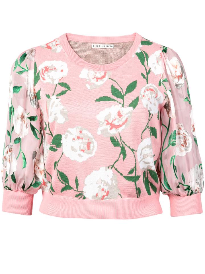 Alice+olivia Peony Cropped Sweatshirt - Pink & Purple
