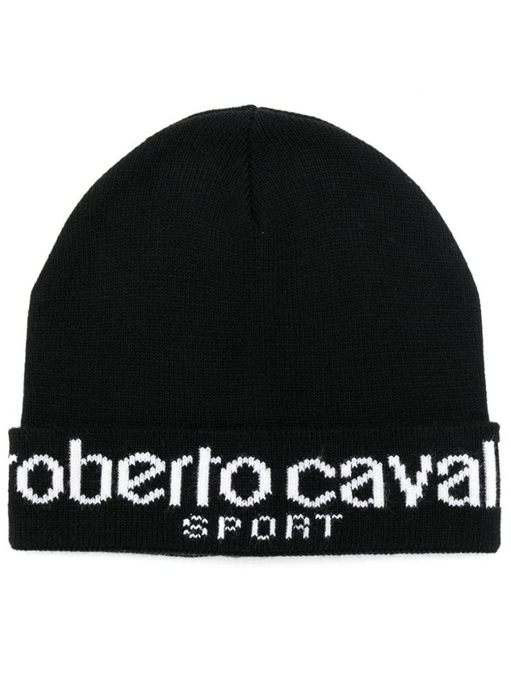 Roberto Cavalli Embroidered Logo Beanie - Black
