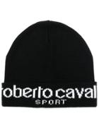 Roberto Cavalli Embroidered Logo Beanie - Black