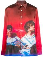 Necessity Sense Graphic Print Long Sleeve Shirt - Red