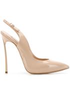 Casadei Pointed Toe Slingback Pumps - Neutrals