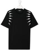 Neil Barrett Kids Teen Lightning Prints T-shirt - Black