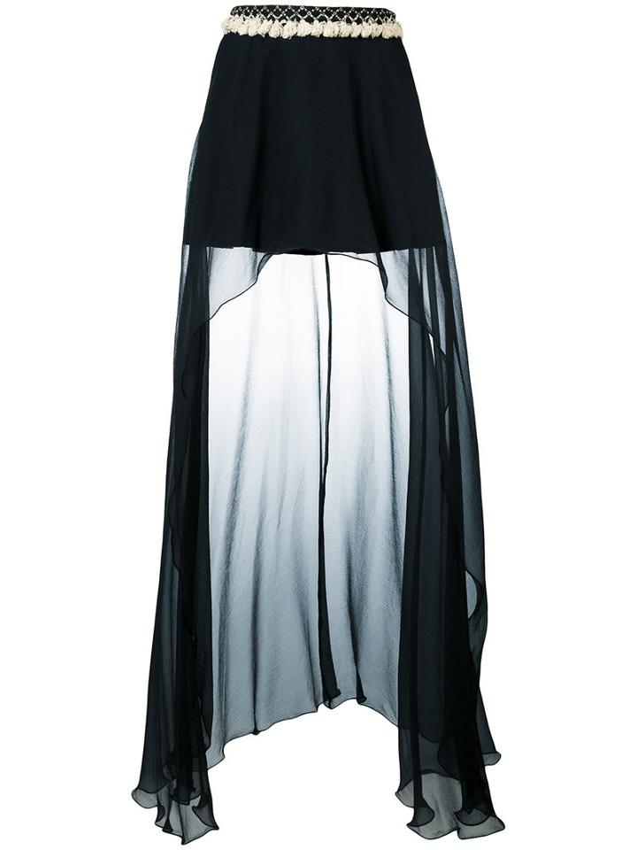 Wandering - Draped Asymmetric Skirt - Women - Silk/nylon/spandex/elastane/wool - 38, Black, Silk/nylon/spandex/elastane/wool