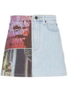 Calvin Klein Jeans Est. 1978 Graphic Print Denim Mini Skirt - Blue