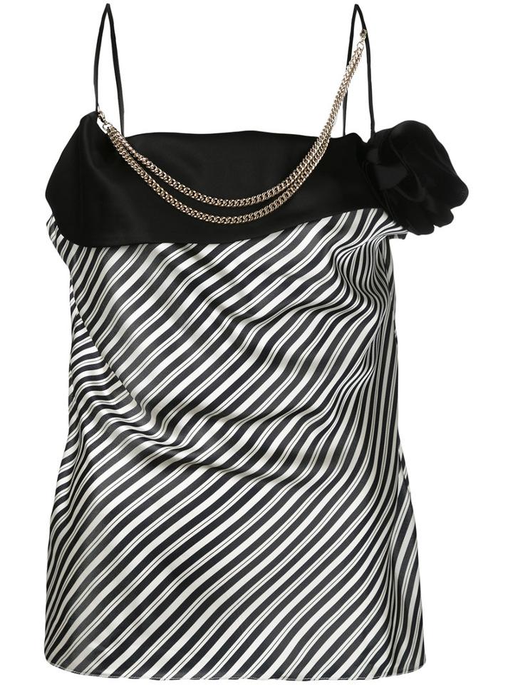 Lanvin - Embellished Striped Blouse - Women - Polyester/triacetate - 40, Black, Polyester/triacetate