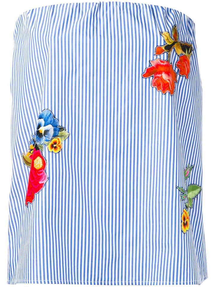 Jucca - Floral Patch Strapless Blouse - Women - Cotton - 40, White, Cotton