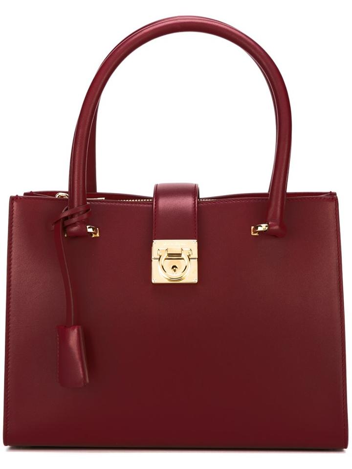 Salvatore Ferragamo Gancio Lock Tote, Women's, Red