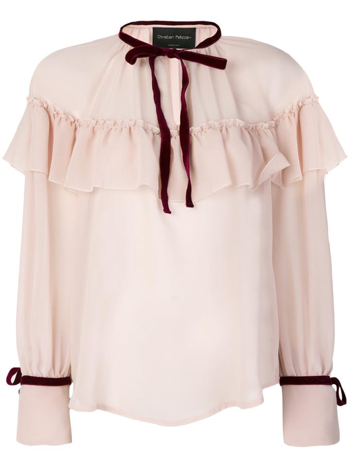 Christian Pellizzari Ruffle Trim Blouse - Pink & Purple