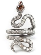 Loree Rodkin Gold And Diamond Pavé Coiled Snake Pinky Ring - Metallic