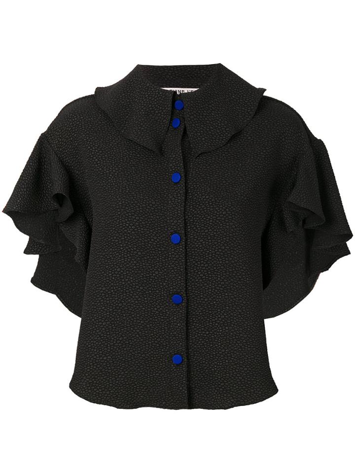 Edeline Lee Short Sleeve Frill Top - Black