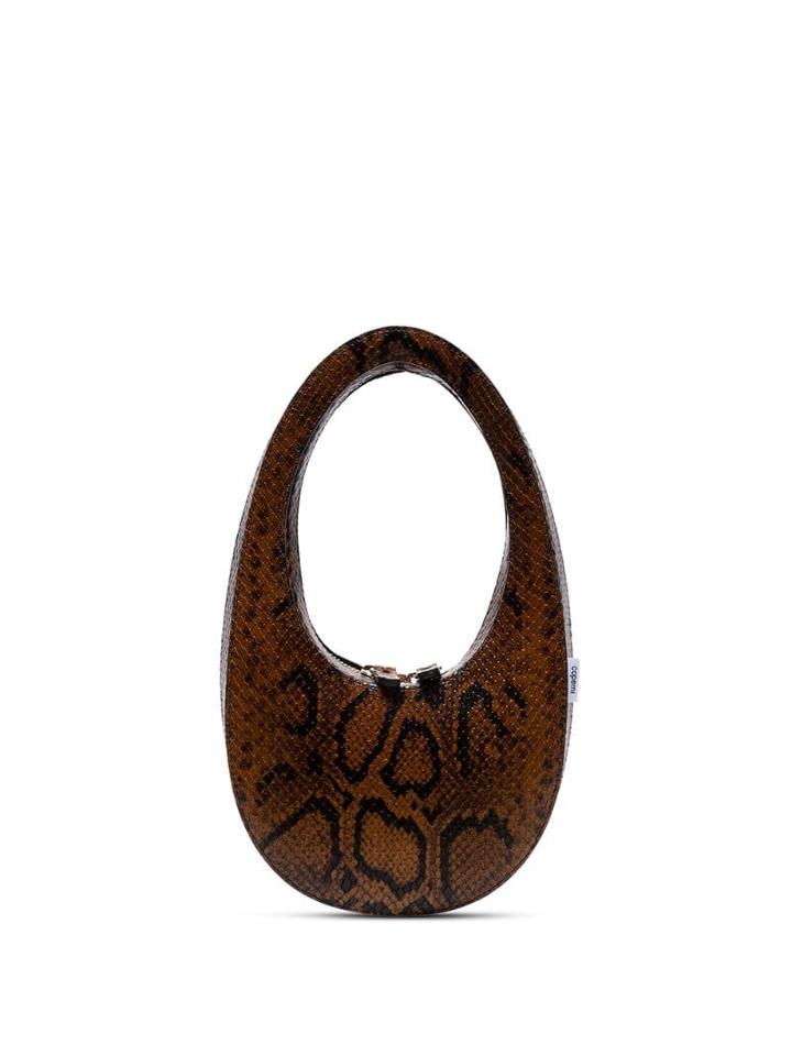 Coperni Mini Swipe Python-effect Shoulder Bag - Brown