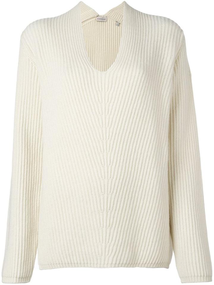 Moncler Loose Fit Ribbed Sweater, Women's, Size: Xs, Nude/neutrals, Cashmere/wool
