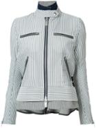 Sacai Striped Military Jacket, Women's, Size: 3, Grey, Polyester/nylon/cotton/wool