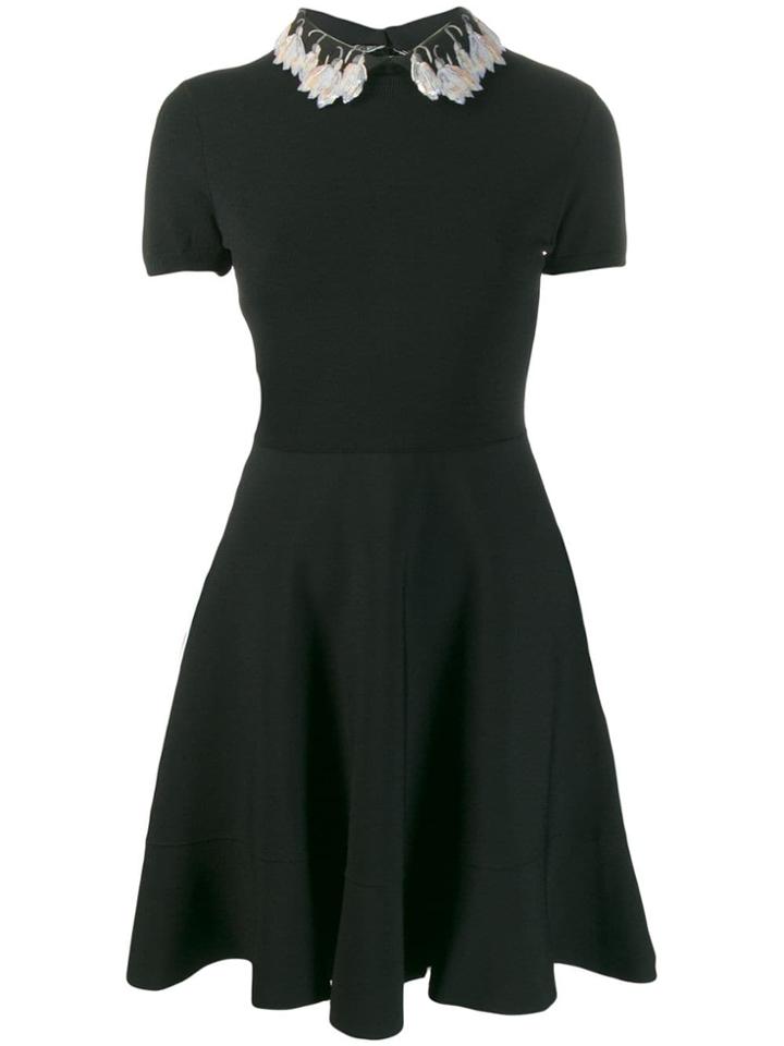 Valentino Sequin Embroidered Collar Dress - Black