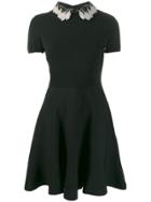 Valentino Sequin Embroidered Collar Dress - Black