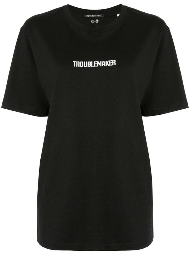 Boyarovskaya Slogan Crew Neck T-shirt - Black