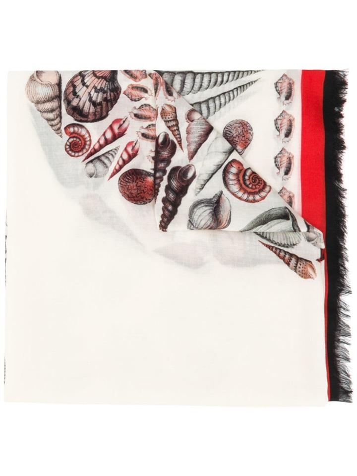 Alexander Mcqueen Shell Print Scarf - Neutrals