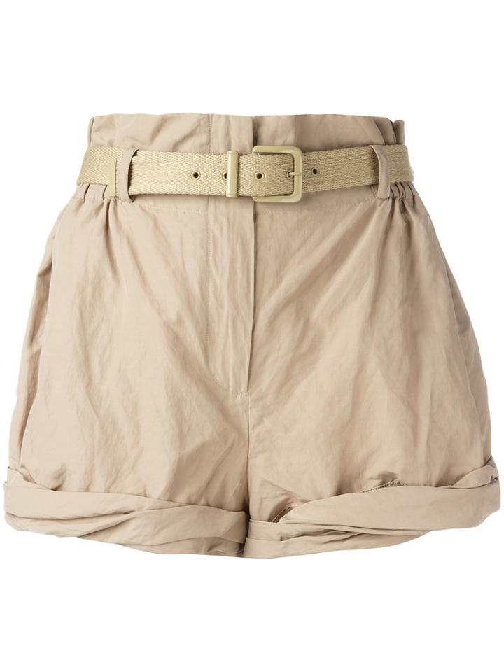 Moschino High-waisted Shorts, Women's, Size: 40, Nude/neutrals, Cotton/polyamide/metal