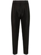 Poiret High-waisted Wool-silk Tapered Trousers - Black