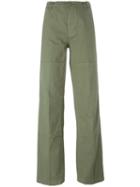 Tory Burch - Straight Leg Trousers - Women - Cotton - 25, Green, Cotton