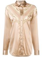 Ermanno Scervino Lace Trim Satin Shirt - Nude & Neutrals