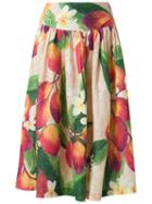 Isolda Flared Midi Skirt, Women's, Size: 42, Orange, Linen/flax