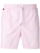 Kiton Flap Pocket Swim Shorts, Men's, Size: Large, Pink/purple, Polyester