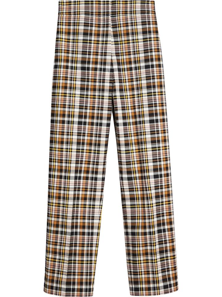 Burberry Check Stretch Cotton High-waisted Trousers - Brown
