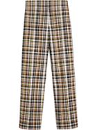 Burberry Check Stretch Cotton High-waisted Trousers - Brown