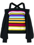 No Ka' Oi Off-shoulder Striped Sweatshirt - Multicolour