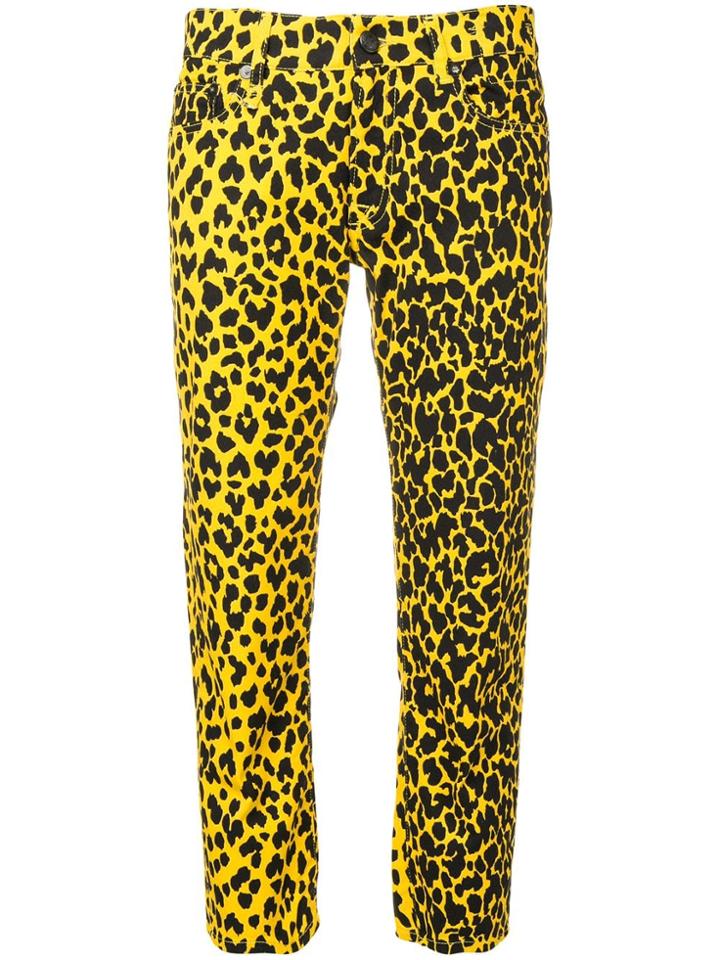 R13 Leopard Print Jeans - Yellow
