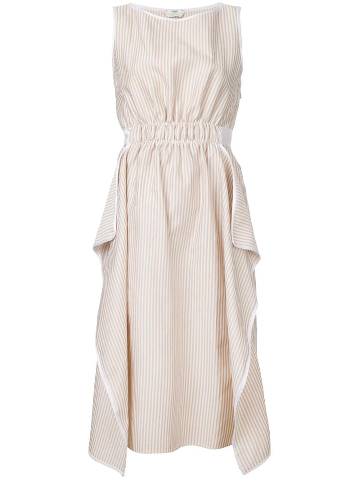 Fendi - Striped Dress - Women - Silk/cotton - 40, White, Silk/cotton
