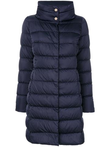 Herno - Funnel Neck Coat - Women - Feather Down/polyamide/polyester/duck Feathers - 42, Blue, Feather Down/polyamide/polyester/duck Feathers