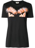 Fendi - Bag Bugs T-shirt - Women - Cotton/fox Fur/polyamide/spandex/elastane - 40, Black, Cotton/fox Fur/polyamide/spandex/elastane