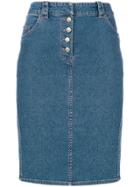 Christian Dior Vintage Denim Midi Skirt - Blue