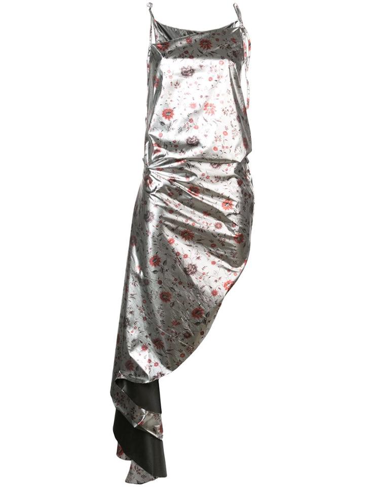 Marques'almeida Floral Print Asymmetric Dress - Silver