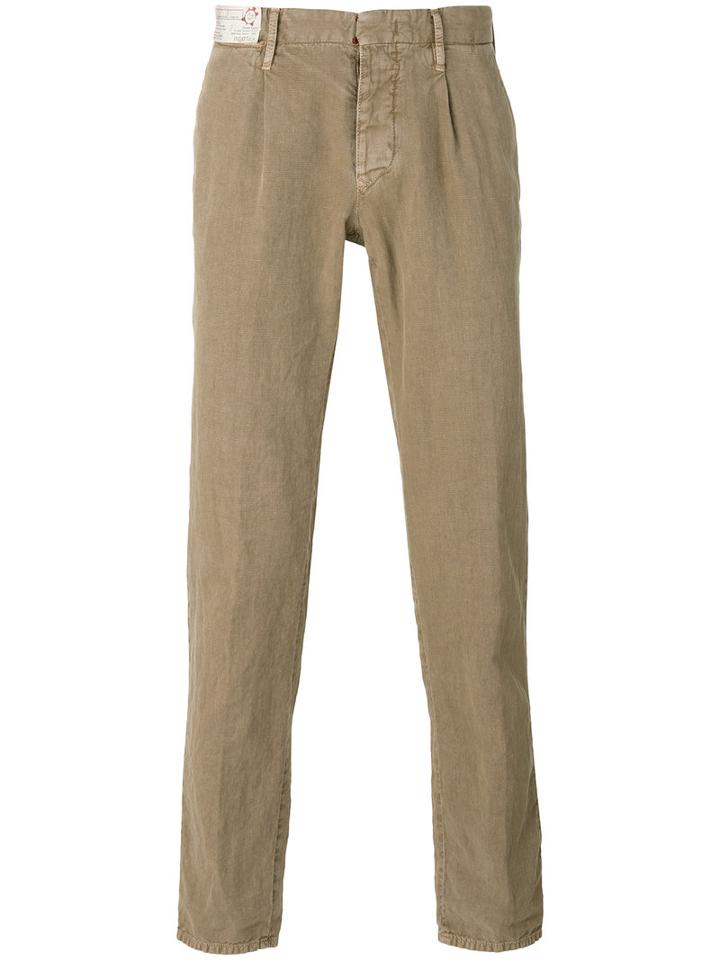Incotex - Plain Chinos - Men - Cotton/linen/flax - 35, Nude/neutrals, Cotton/linen/flax