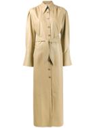 Nanushka Quilt Belted Shirt Dress - Neutrals