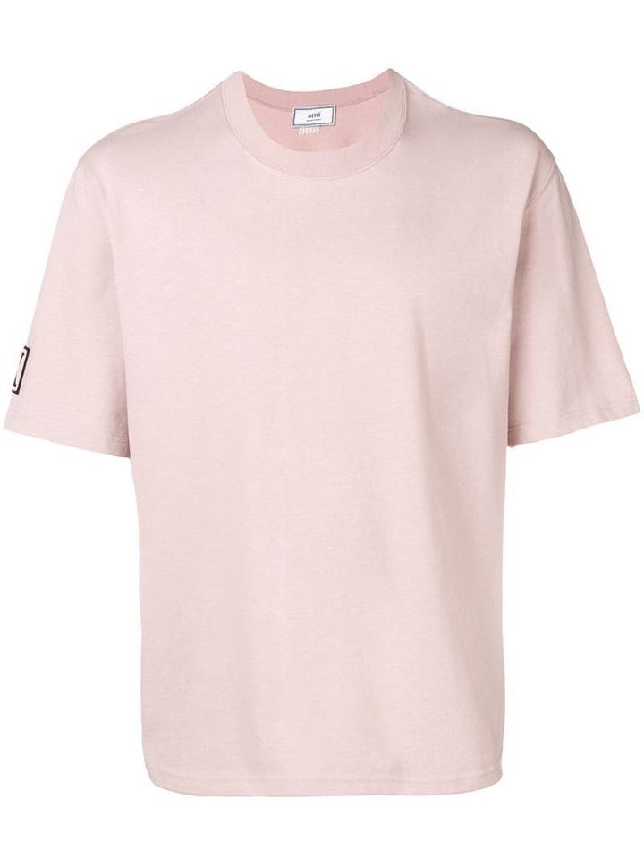 Ami Paris Crewneck Tee With 9 Patch - Pink