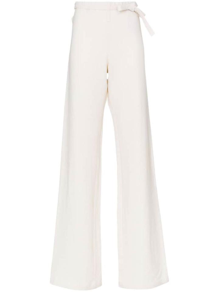 A Plan Application High-waisted Wide Leg Hemp Trousers - Neutrals