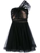 Single Shoulder Flared Dress - Women - Polyamide/polyester - 44, Black, Polyamide/polyester, Red Valentino