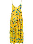 Borgo De Nor Butterfly Printed Ruched Empire Maxi Dress - Yellow &